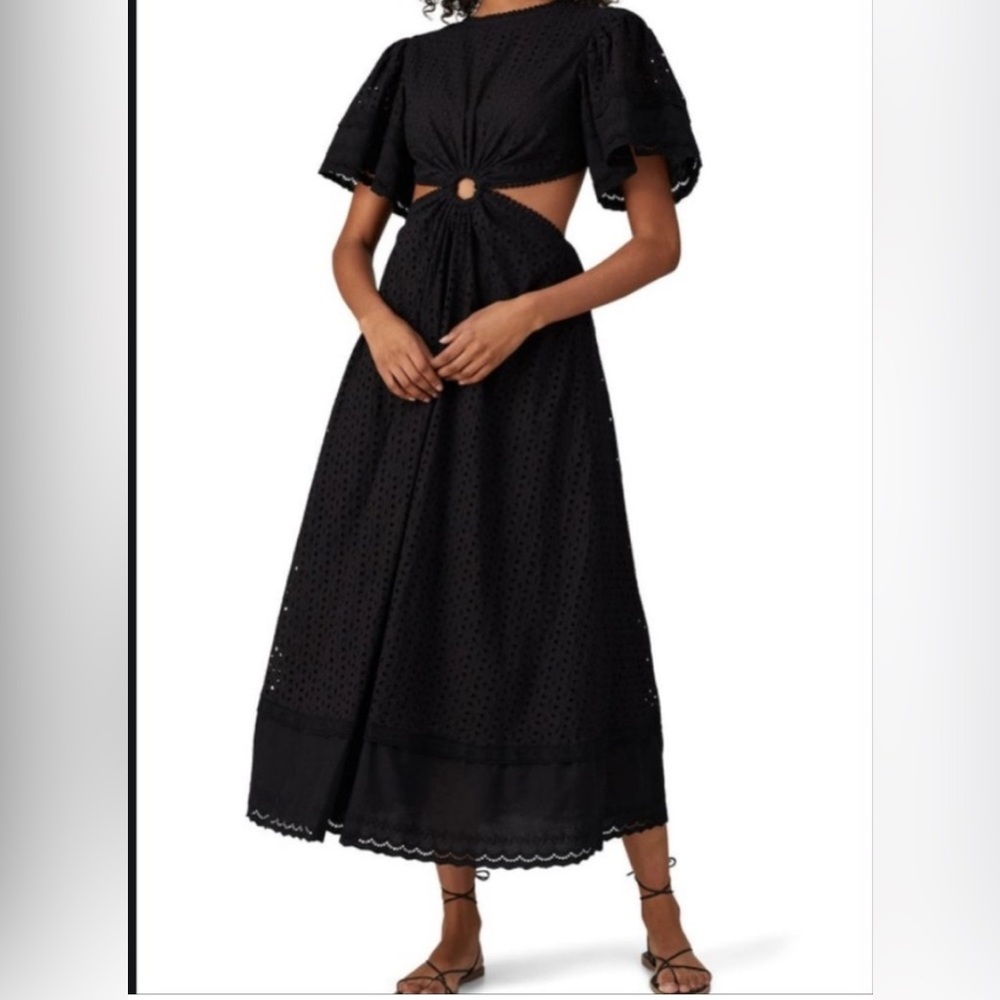 MAIA BERGMAN/ caroline eyelet cut out midi‎ dress XL